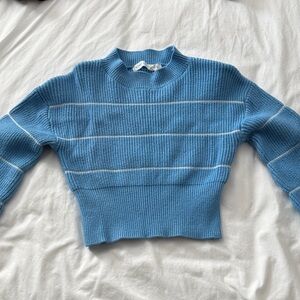 Blue Ribbed Women's Sweater